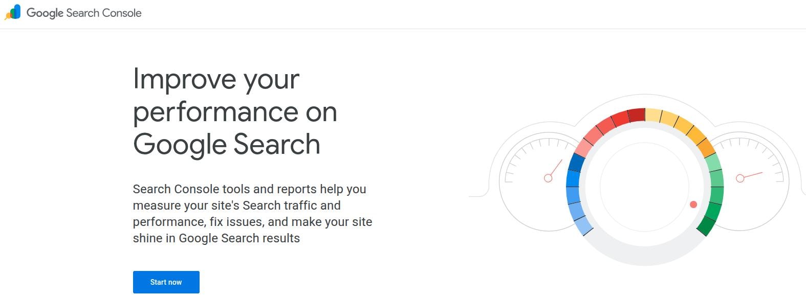 Google Search Console landing page.