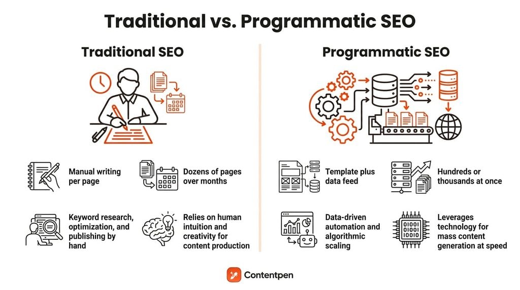 Traditional vs. programmatic SEO.