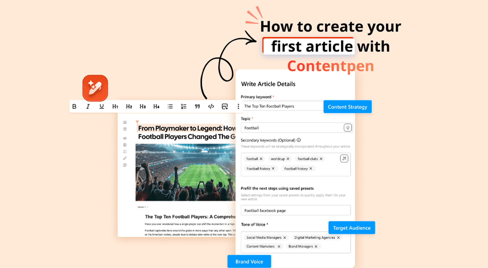 Create your first article with Contentpen
