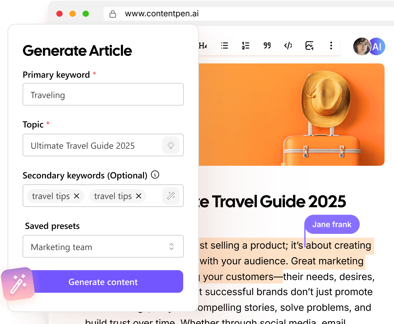 Content Studio Interface